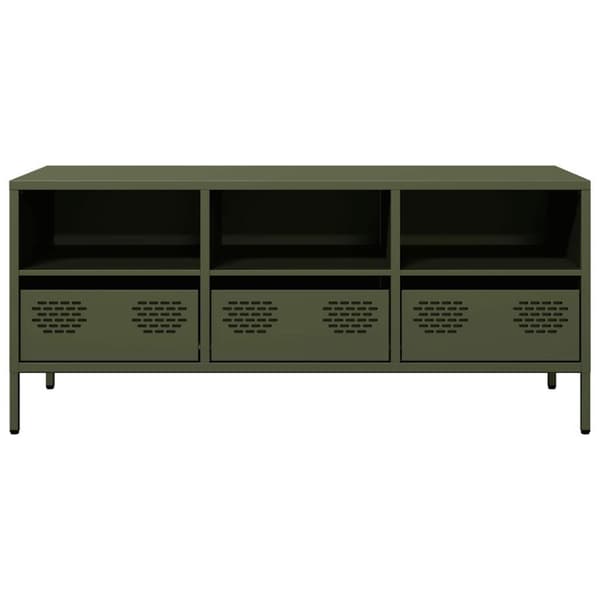 tv-bord 101,5x39x43,5 cm koldvalset stål olivengrøn