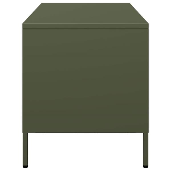 tv-bord 101,5x39x43,5 cm koldvalset stål olivengrøn