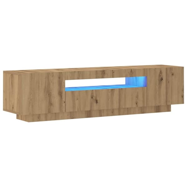 TV-bänk med LED-lampor artisan ek 160x35x40 cm konstruerat trä