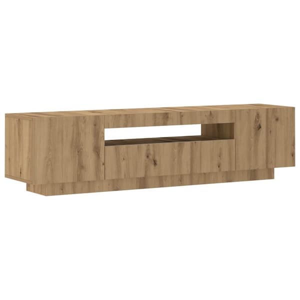 TV-bänk med LED-lampor artisan ek 160x35x40 cm konstruerat trä