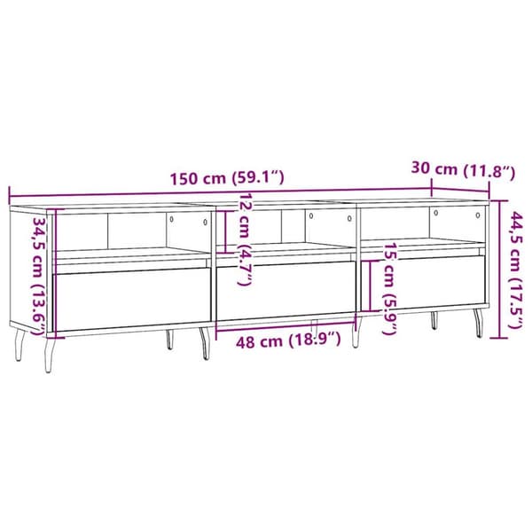 Tv-bänk artisan ek 150x30x44,5 cm konstruerat trä