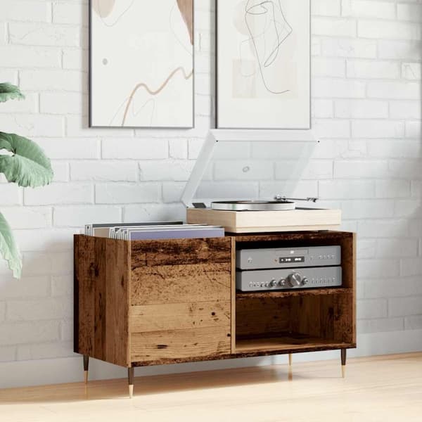 vinylskab 84,5x38x48 cm konstrueret træ antikt trælook