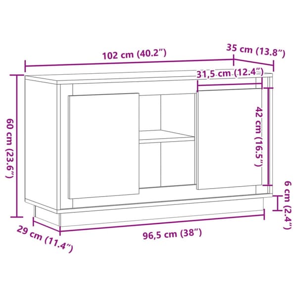 skænk 102x35x60 cm konstrueret træ kunsteg