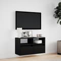 Miniatyrbild 4 av 10: Väggmonterad tv-bänk LEDs svart 80x31x45 cm