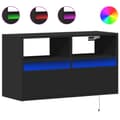 Miniatyrbild 2 av 10: Väggmonterad tv-bänk LEDs svart 80x31x45 cm