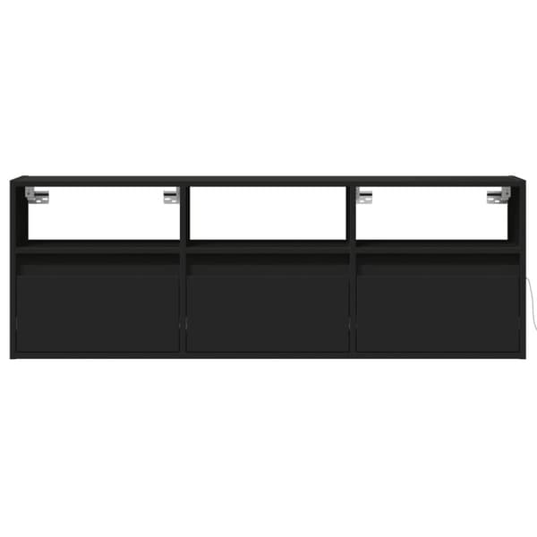 Väggmonterad tv-bänk LEDs svart 130x31x45 cm
