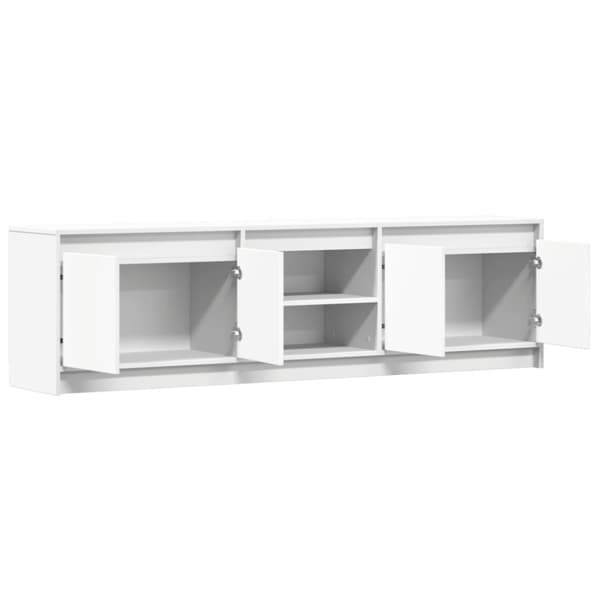 tv-bord med LED-lys 180x34x50 cm konstrueret træ hvid