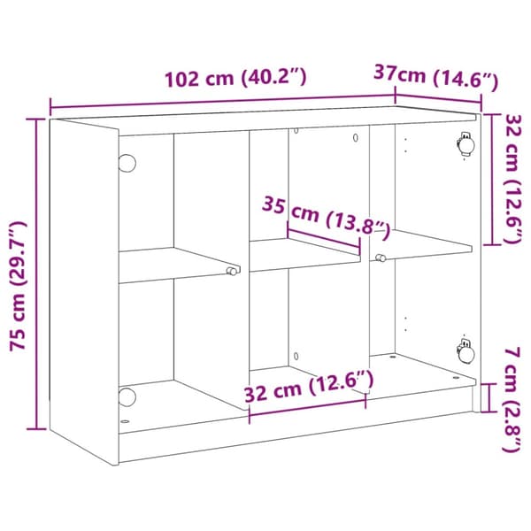 skænk 102x37x75,5 cm konstrueret træ kunsteg