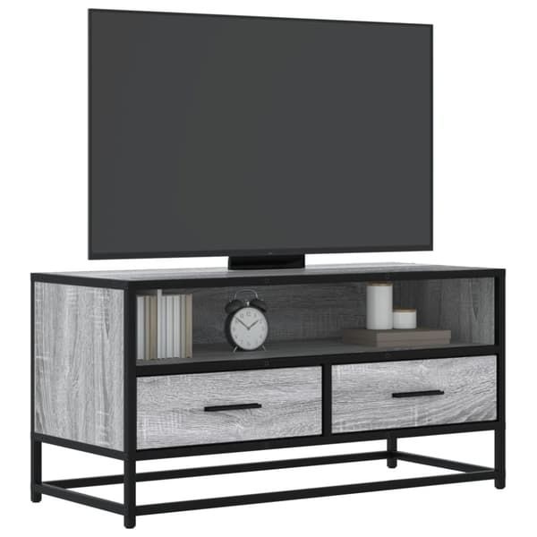 Tv-bänk grå sonoma 80x34,5x40 cm konstruerat trä och metall