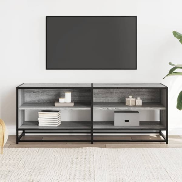 Tv-bänk grå sonoma 120,5x40x46 cm konstruerat trä och metall