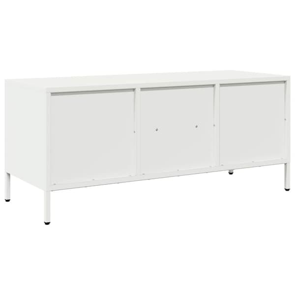 Tv-bänk vit 101,5x39x43,5 cm kallvalsat stål