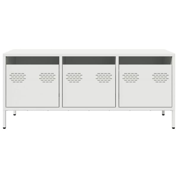 tv-bord 101,5x39x43,5 cm koldvalset stål hvid