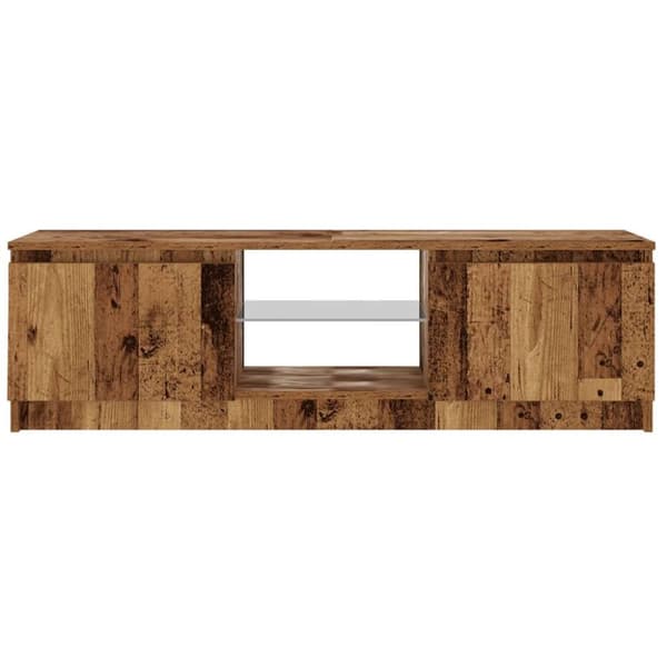 TV-teline LED-valolla Vanha puu 120x30x36 cm