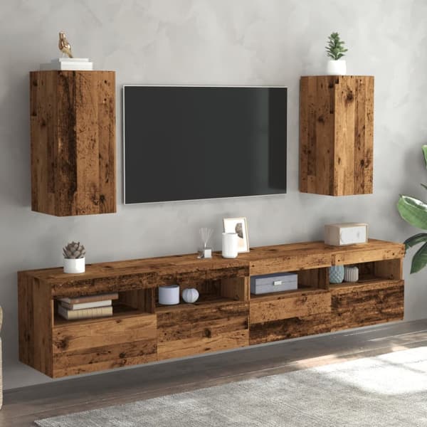 TV-skåp 2 st åldrat trä 30,5x30x60 cm konstruerat trä