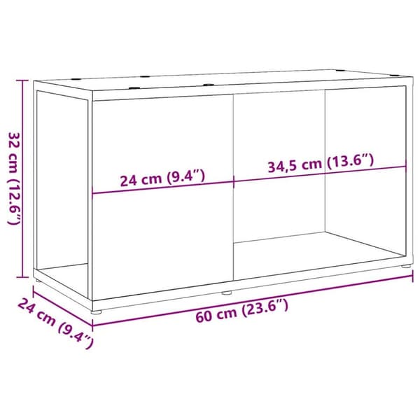 TV-bänk åldrat trä 60x24x32 cm konstruerat trä