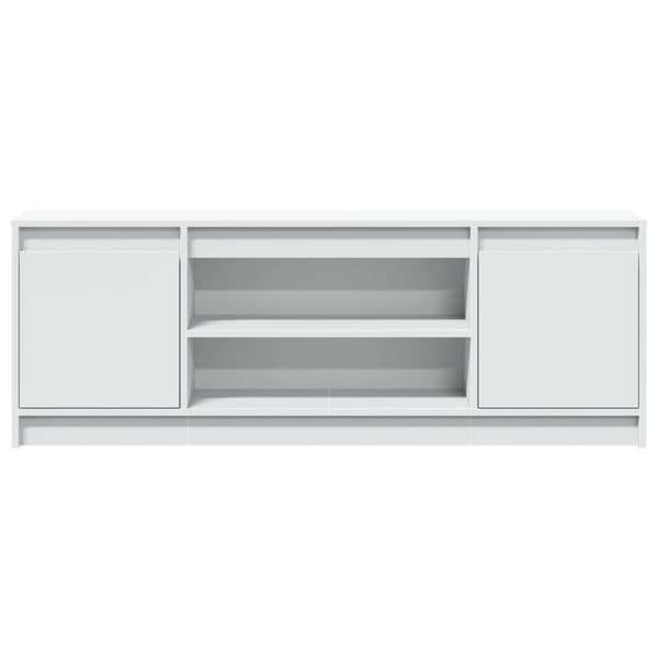 tv-bord med LED-lys 139,5x34x50 cm konstrueret træ hvid