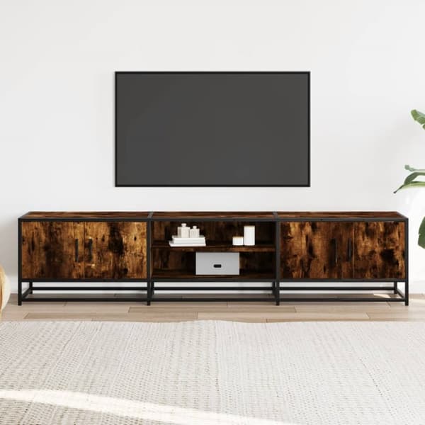 tv-bord 180x35x41 cm konstrueret træ røget egetræsfarve