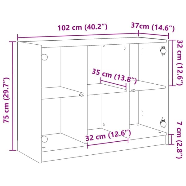 Skänk åldrat trä 102x37x75,5 cm konstruerat trä