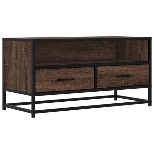 Tv-bänk brun ek 80x34,5x40 cm konstruerat trä och metall