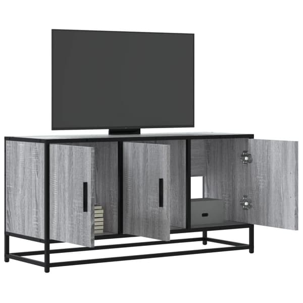 TV-taso harmaa Sonoma 100x35x50 cm tekninen puu ja metalli