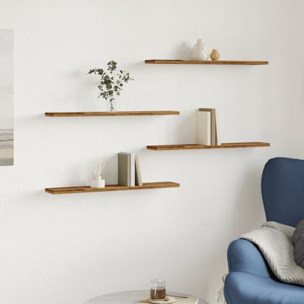 Hyllplan 4 st åldrat trä 60x10x1,5 cm konstruerat trä