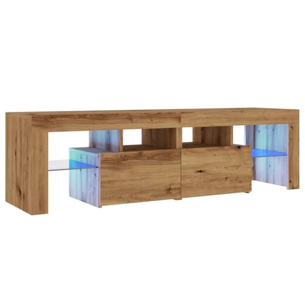 tv-bord med LED-lys 140x36,5x40 cm konstrueret træ kunsteg