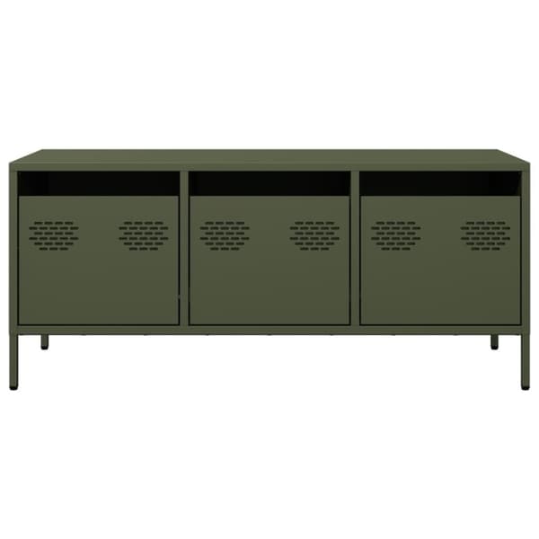 Tv-bänk olivgrön 101,5x39x43,5 cm kallvalsat stål