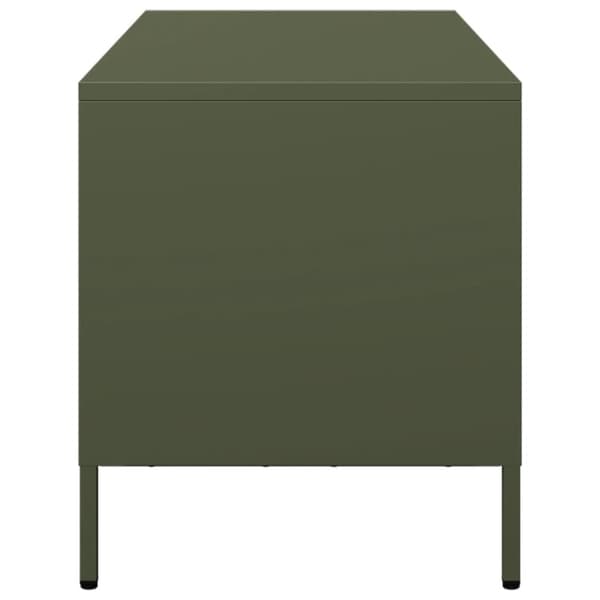 Tv-bänk olivgrön 101,5x39x43,5 cm kallvalsat stål