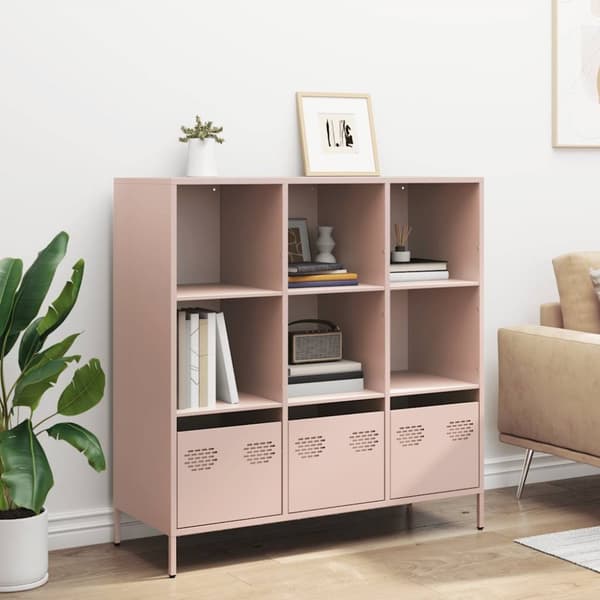 Högskåp rosa 101,5x39x103,5 cm stål