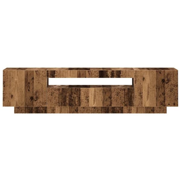 tv-bord m. LED-lys 160x35x40 cm konstrueret træ antikt træ