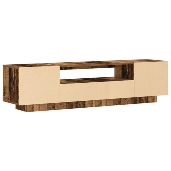 tv-bord m. LED-lys 160x35x40 cm konstrueret træ antikt træ