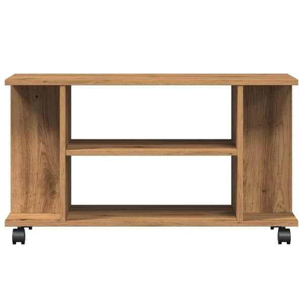 Tv-bänk med hjul artisian ek 80x40x45 cm konstruerat trä
