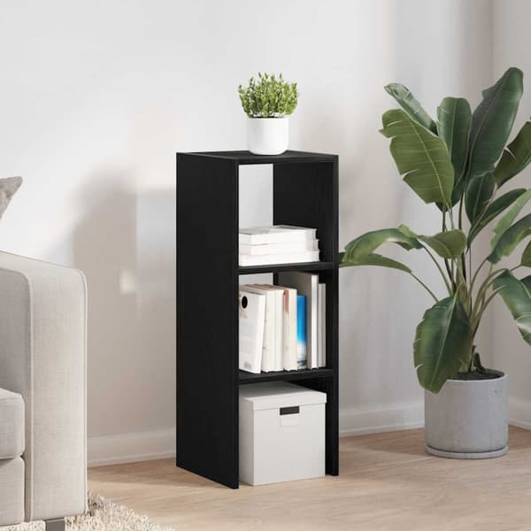 bogreol stabelbar 30x30x80 cm konstrueret træ sort-eg