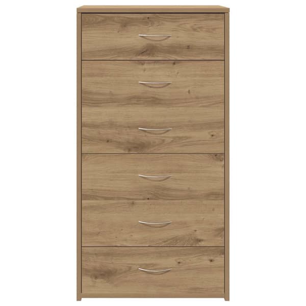 skænk med 6 skuffer 50x34x96 cm konstrueret træ artisan egetræ