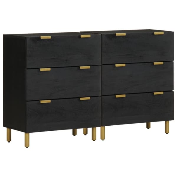 Kaapit 2 kpl Musta 60x33x75 cm