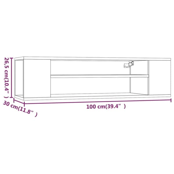 væghængt tv-skab 100x30x26,5 cm konstrueret træ brun egetræ