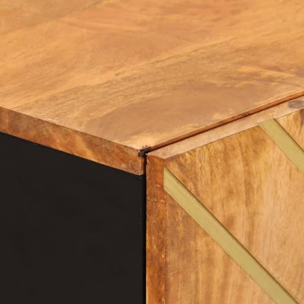 skænk 60x33,5x75 cm massivt mangotræ brun og sort