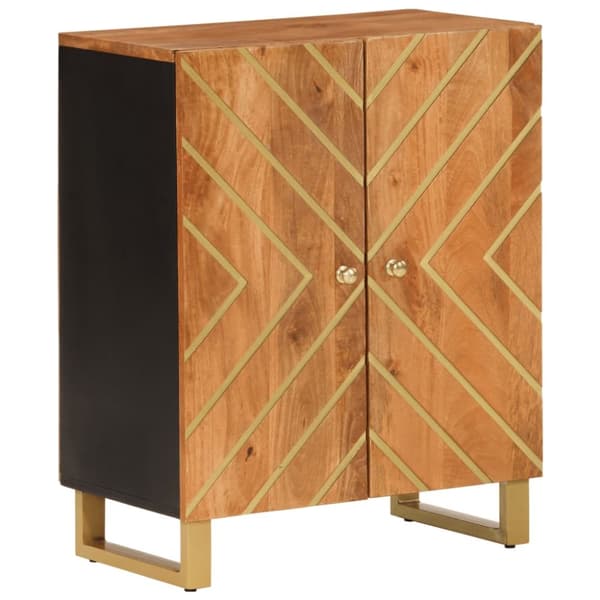 skænk 60x33,5x75 cm massivt mangotræ brun og sort