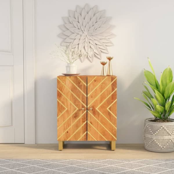 skænk 60x33,5x75 cm massivt mangotræ brun og sort