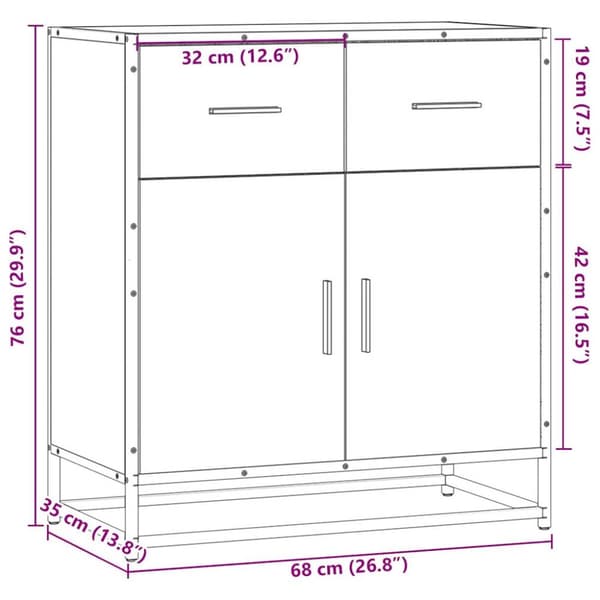 Kaappi Savustettu tammi 68x35x76 cm Puu Materiaali