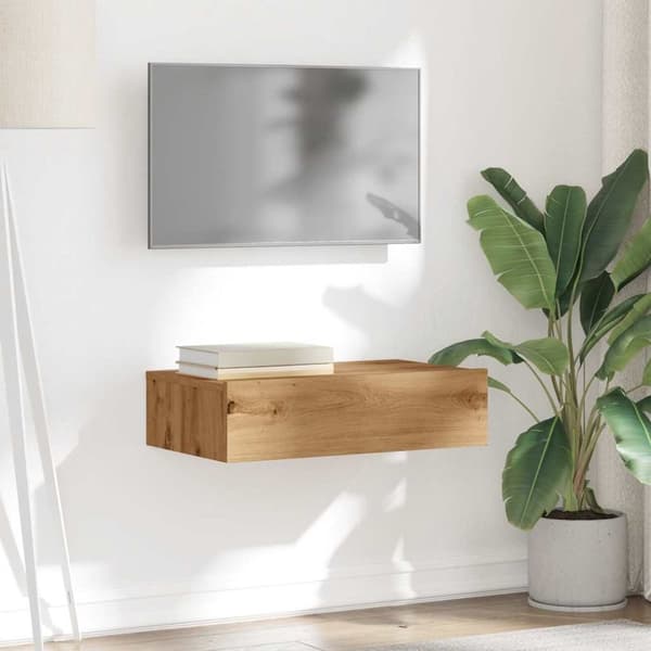 Tv-bänk med LED-belysning artisan ek 60x35x15,5 cm