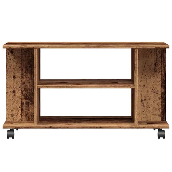 tv-skab med hjul 80x40x45 cm konstrueret træ antikt trælook