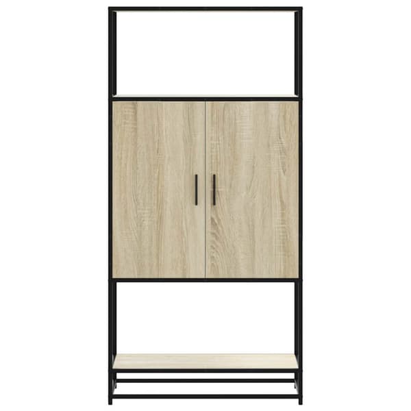 skab sonoma-eg 68x35x139 cm konstrueret træ og metal