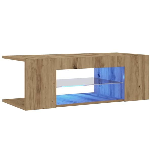 TV-bänk med LED-lampor artisan ek 90x39x30 cm konstruerat trä