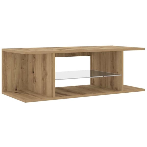 TV-bänk med LED-lampor artisan ek 90x39x30 cm konstruerat trä