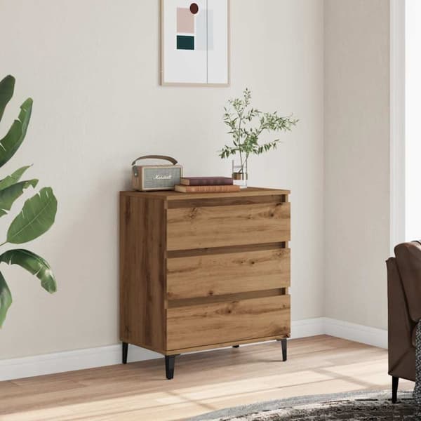 skænk 60x35x70 cm konstrueret træ egetræsfarve