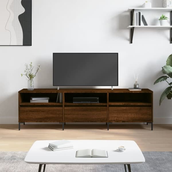 Tv-bänk brun ek 150x30x44,5 cm konstruerat trä