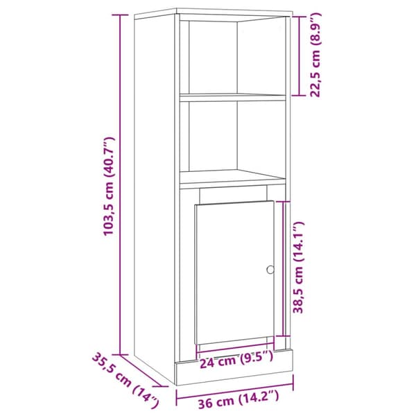 skænk 36x35,5x103,5 cm konstrueret træ egetræsfarve