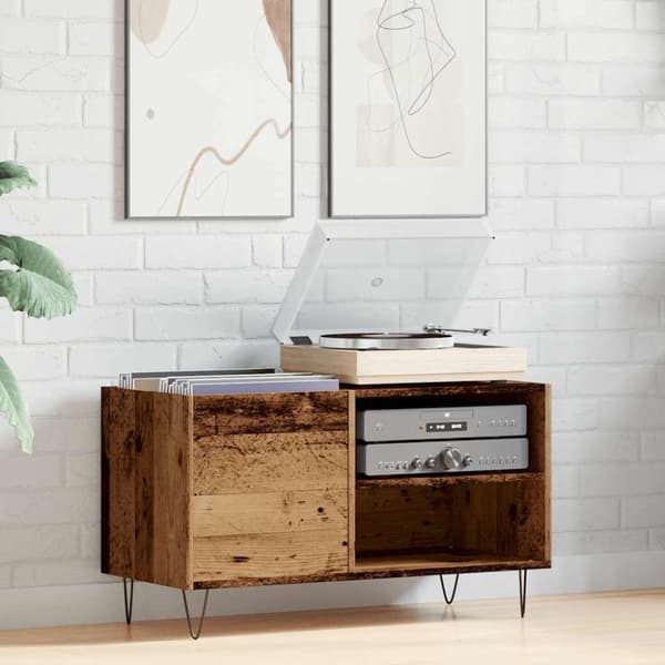 vinylskab 84,5x38x48 cm konstrueret træ antikt trælook