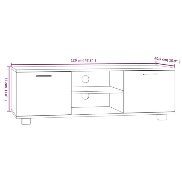 tv-bord 120x40,5x35 cm konstrueret træ sonoma-eg